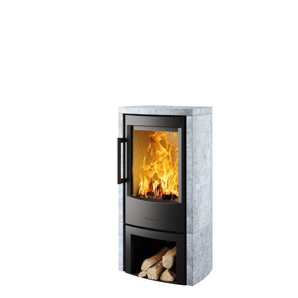 Wiking Ofen Miro 4 mit Holzfach und Natursteinverkleidung