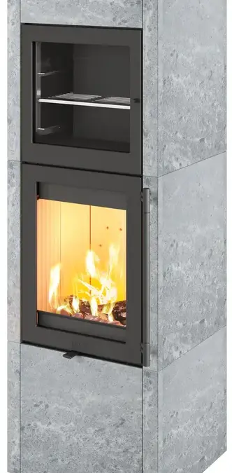 Kaminofen Lotus QM40 Speckstein mit Warmhaltefach