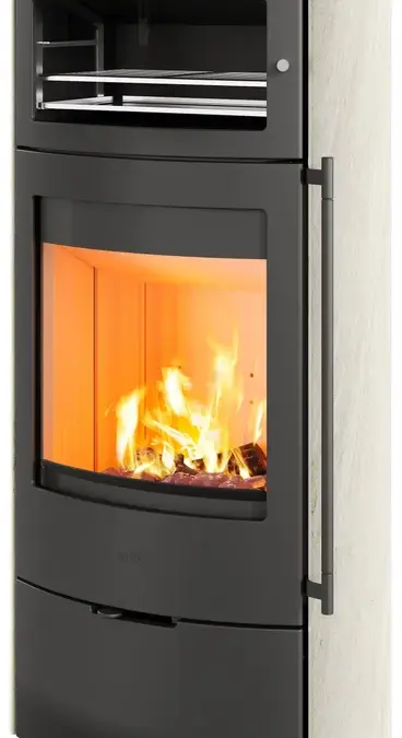 Kaminofen Lotus Jubilee 35 Limestone mit Warmhaltefach