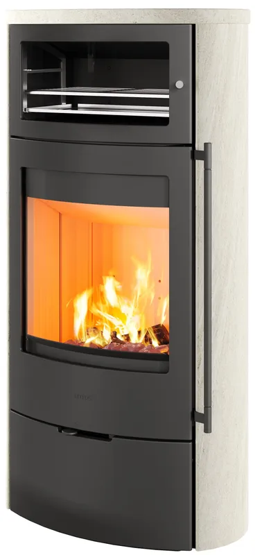 Kaminofen Lotus Jubilee 35 ecoLine Limestone mit Warmhaltefach