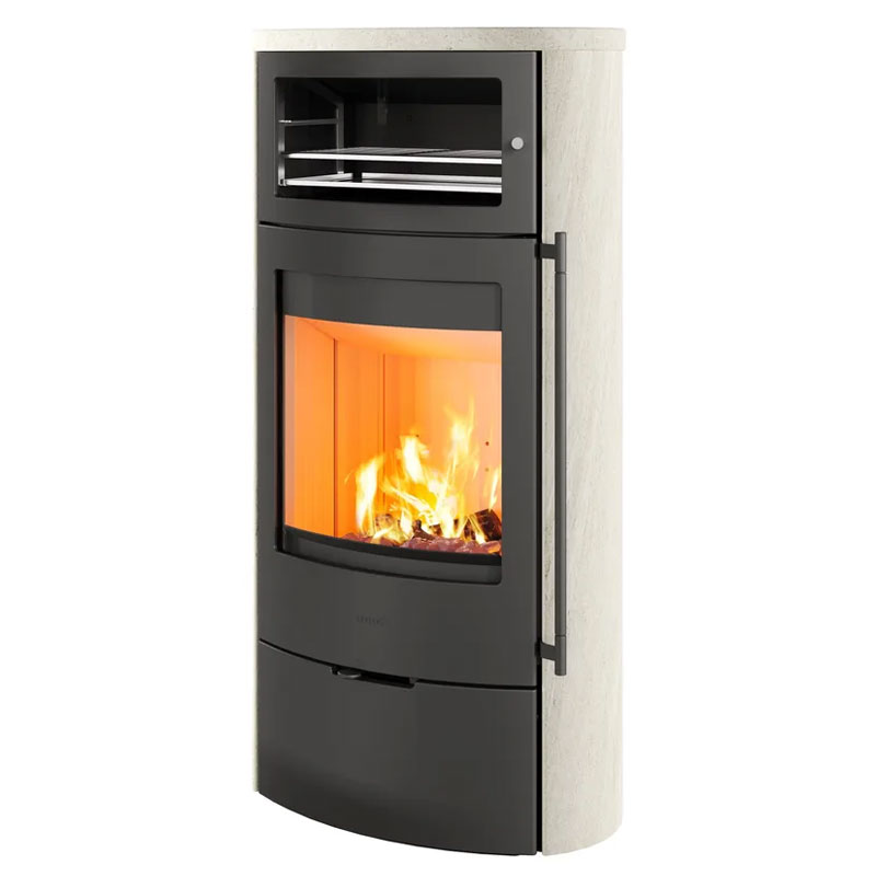 Kaminofen Lotus Jubilee 35 Limestone mit Warmhaltefach