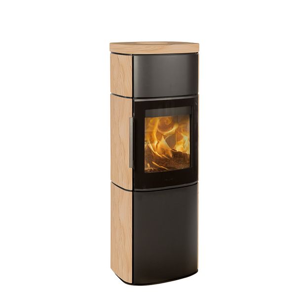 HWAM Kaminofen 4560m  mit Natursteinverkleidung, Tobacco