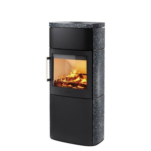 HWAM Kaminofen 4660c mit Natursteinverkleidung, Dark Galaxy