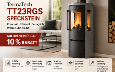 Kaminofen TermaTech TT23RGS Speckstein – sofort verfügbar mit 10 % Rabatt